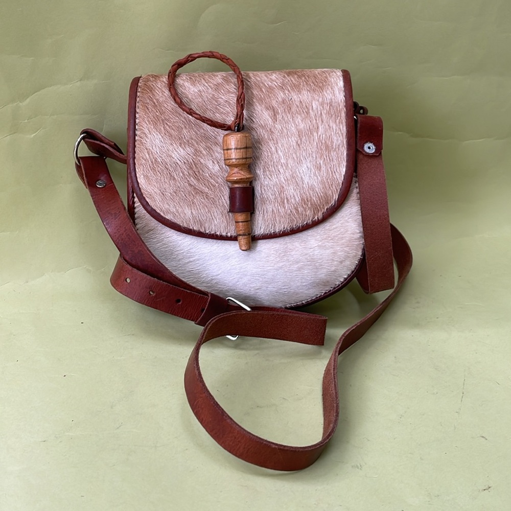 Vintage new tool made all leather mini crossbody bag